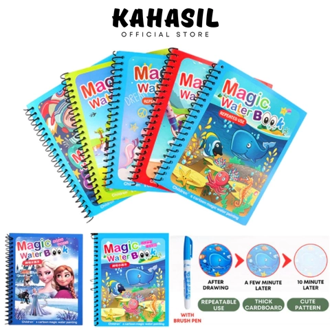 KAHASIL - 1 Set Buku Gambar Mewarnai Edukasi Belajar Latihan Untuk Anak Magic Water Book KMJ194